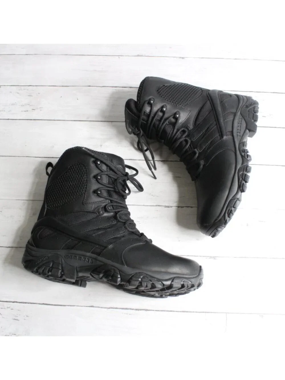 Merrell Men's Black Tactical Work Boots Size 8 Waterproof J45335 Moab Vibram